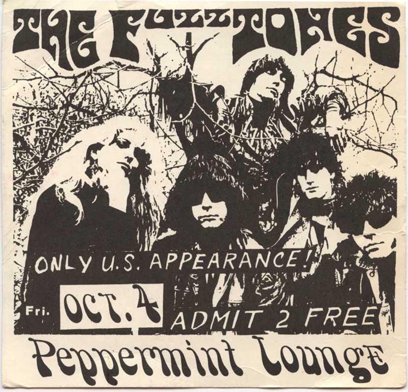 Pass for Fuzztones gig at the Peppermint Lounge Oct 4 ,1985.